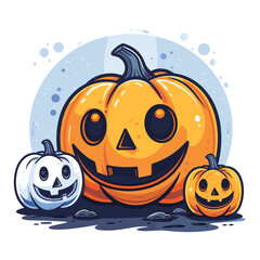 Halloween pumpkin vector illustration. Cute cartoon pumpkin character isolated on white background.