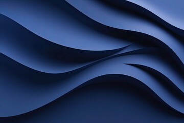 Wall Mural - Contemporary 3D Indigo Abstract Background Featuring Fluid Light Waves