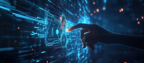 Poster - Hand Interacting with a Futuristic Digital Interface