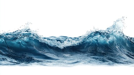 Aufkleber - A Blue Water Wave with Splashes and Bubbles