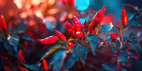 Wall Mural - Vibrant Chili Plants Elevating Culinary Creations with Heat and Elegance