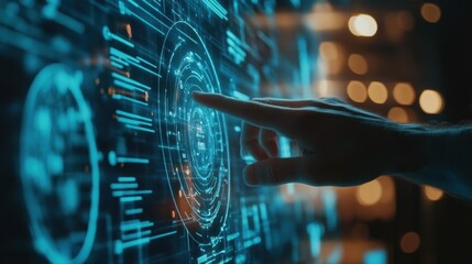 Poster - Hand Interacting with a Futuristic Interface