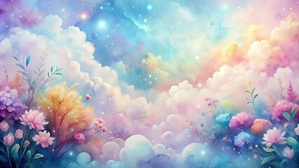 Wall Mural - soft, blended watercolor textures in pastel hues create a whimsical, dreamy backdrop for creative pr