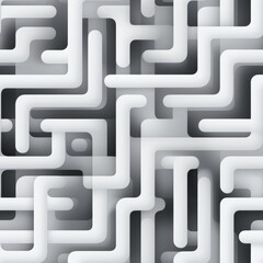 Poster - A complex, abstract maze pattern features lines of varying thickness in shades of white and grey, creating a visually intriguing design.