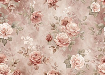 Wall Mural - softly faded, dusty rose abstract pattern forms a romantic, vintage-inspired background with subtle 