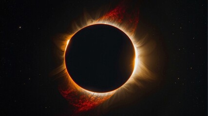 Wall Mural - A solar eclipse with a halo of light. AI.