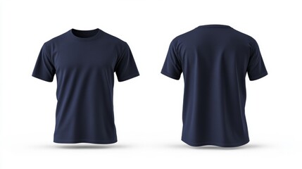 Sticker - Blank Navy Blue T-Shirt Front and Back View - Generative AI