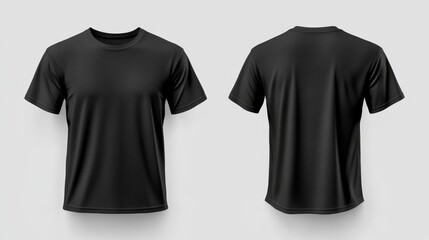 Poster - Blank Black T-Shirt Front and Back Generative AI