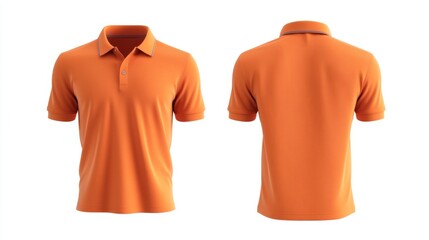 Wall Mural - Orange Polo Shirt Front and Back View - Generative AI