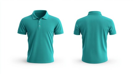 Canvas Print - Turquoise Polo Shirt Front and Back View Generative AI