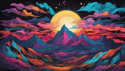 Wall Mural - Colorful Mountain Landscape