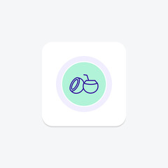 Sticker - Coconut water purple line icon on a colorful circle, stylish icon, ai illustrator file