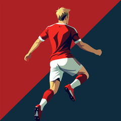 blonde man football seen from back, vector illustration flat 2