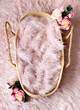 © Mila - brown basket, digital photography background for newborn and baby. Selective focus.