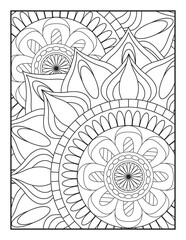 coloring full page mandala design. adult coloring page Vector coloring. Geometric floral pattern. Contour drawing on a white background. Ornamental mandala adult coloring book page.