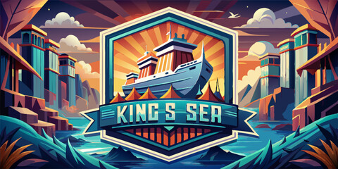 king ship sea logo, vector illustration flat 2