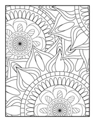 coloring full page mandala design. adult coloring page Vector coloring. Geometric floral pattern. Contour drawing on a white background. Ornamental mandala adult coloring book page.