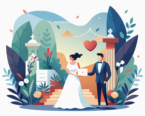 online wedding invitation, vector illustration flat 2