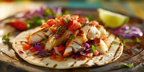 Sticker - Baja-Style Fish Taco Served on a Corn Tortilla