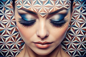 Lashes arranged in precise geometric patterns create an optical illusion of order, evoking a sense of symmetry and harmony.