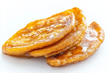 Hoddeok , Sweet pancakes filled with brown sugar, honey, chopped peanuts, and cinnamon, often sold as street food. Isolated on White Background