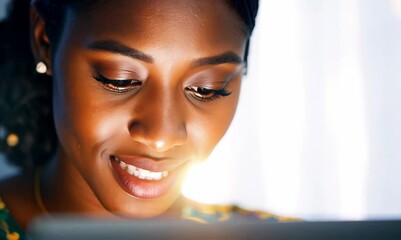 Wall Mural - Senegalese Woman Applying for Jobs Online