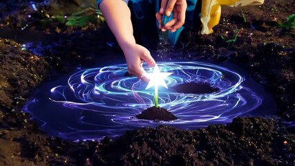 Poster - Gardener planting Stars by Black Holes with Cosmic Light Generative AI