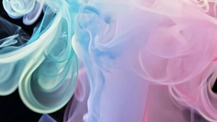 Poster - Graceful ribbons of colorful smoke swirling beautifully against a dark background