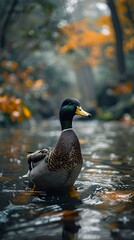 Poster - Mallard Duck Swimming in Tranquil Water