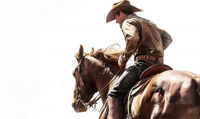 rodeo horse rider, wild west culture, americana and american country music concept theme with a brow