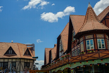 Blumenau, SC, Brazil - 01.21.2024: german village or Vila Germanica, tourist attractions center