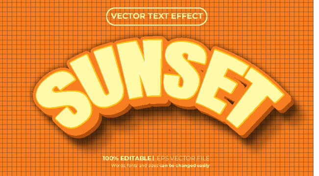 Sunset 3D editable text effect template