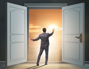 Wall Mural - Businessman entering big large door