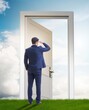 © Elnur - Businessman standing in front of door into future