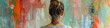 © The 2R Artificiality - Young artist reflecting on inspiration while gazing at a blank canvas, with a paintbrush resting on her head.