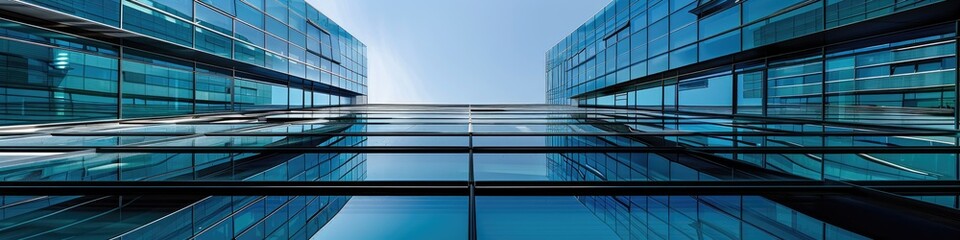 Canvas Print - Contemporary glass office buildings in a bright urban business environment