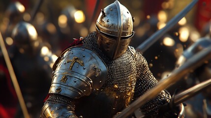 Medieval Knight in Battle, Close-Up