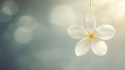 Wall Mural - Delicate White Plumeria Flower in Soft Sunlight