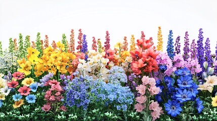 Wall Mural - A Rainbow of Blooms in a Lush Flower Garden