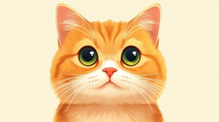 Wall Mural - Adorable illustration of a fluffy orange cat, featuring a unique blend of flat design and textured elements.