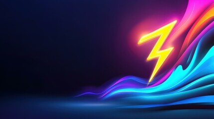 Wall Mural - a vibrant neon bolt sign illuminates the dark space, adding a modern and stylish touch to any decor 