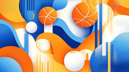 Wall Mural - Explore a vibrant flat illustration with dynamic shapes and rich textures, perfect for adding a sporty flair to any space.