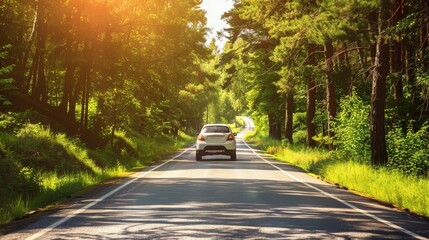 Wall Mural - Summer road trips offer the freedom to explore new destinations and scenic routes.