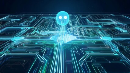 Poster - Exploring futuristic technology with glowing holographic visuals in a digital landscape