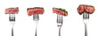© zeenika - Juicy Beef Steak Slices on Fork, Culinary Delight, Isolated on transparent background.