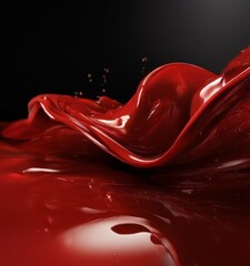 Wall Mural - red liquid splashing on black background