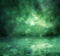 green space background with stars and nebulas