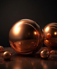 three shiny spheres on table