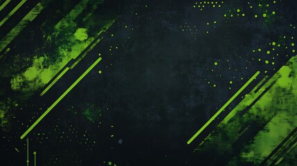 Leinwandbilder - Abstract Green and Black Background with Diagonal Lines and Splashes