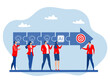 © TA design - Team use Artificial Intelligence puzzle jigsaw connect,business people coworker help by idea with ai Artificial Intelligence connect team jigsaw cooperation for team success
